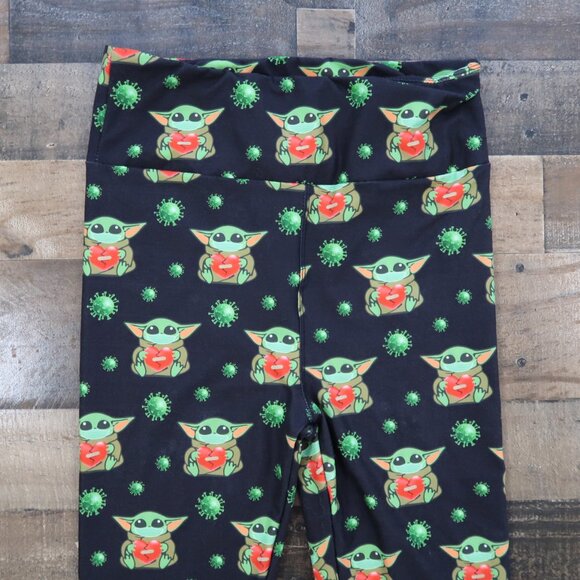 Star Wars Baby Yoda Grogu Black Womans One Size Leggings Sick Germs Mask - Picture 4 of 7